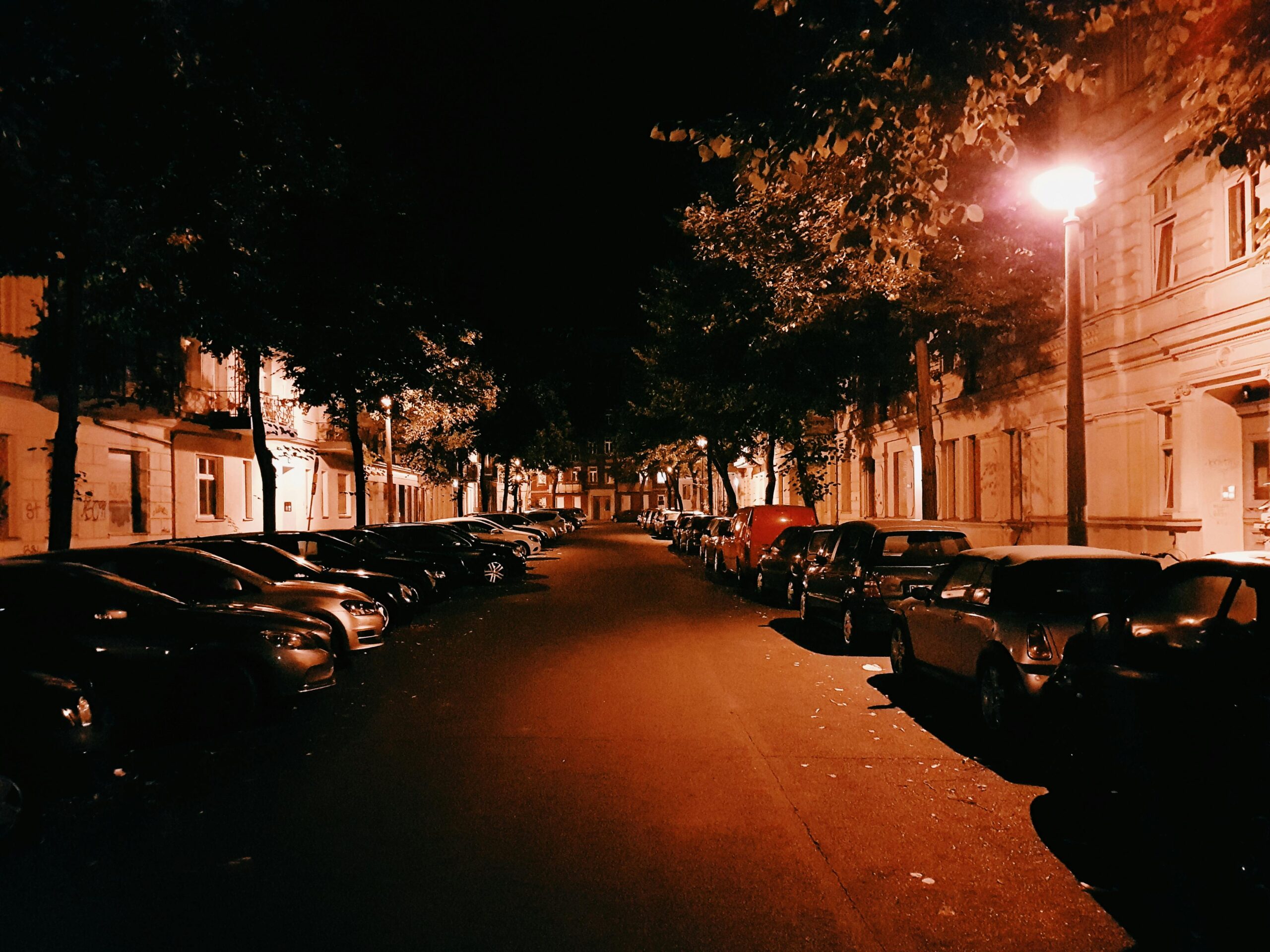 a neighborhood street at night