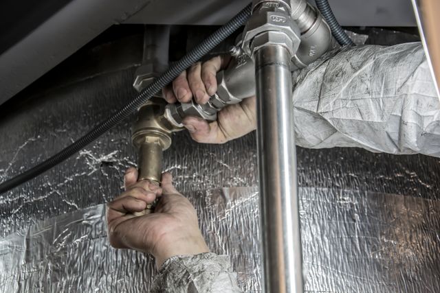 a person working on plumbing
